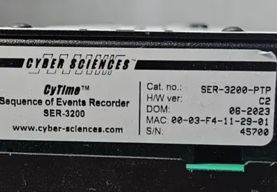 Cyber Sciences SER-3200-PTP Time Sequence of Events Recorder (BIN454)