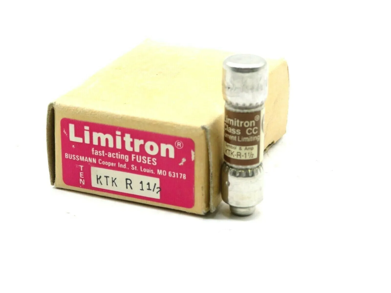 10 NEW LIMITRON BUSSMANN KTK-R-1-1/2 FUSES CLASS CC KTKR112