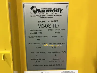 New | in-Stock HARMONY ENTERPRISES M30STD Balers Ohio US | HGR 24 #1482305