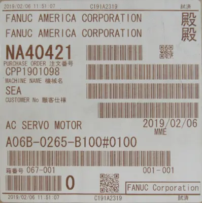 NEW FANUC A06B-0265-B100#0100 SERVO MOTOR A06B0265B1000100
