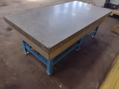 8' X 4' X 14" CHALLENGE PRECISION LAYOUT INSPECTION GRANITE TABLE W/ EDGE LEDGES: STOCK #23812