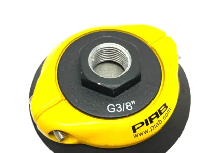 F75.20.07ND | Piab  Flat Vacuum Suction Cup Black G3/8" w/ Mesh Filter - Used