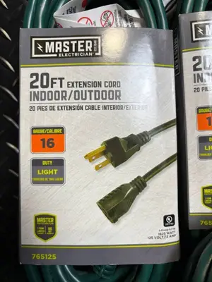 Master Electrician 20 ft Extension Cord Indoor/Outdoor - 16 GA - 125V/13A - Lot of 5 - 765125