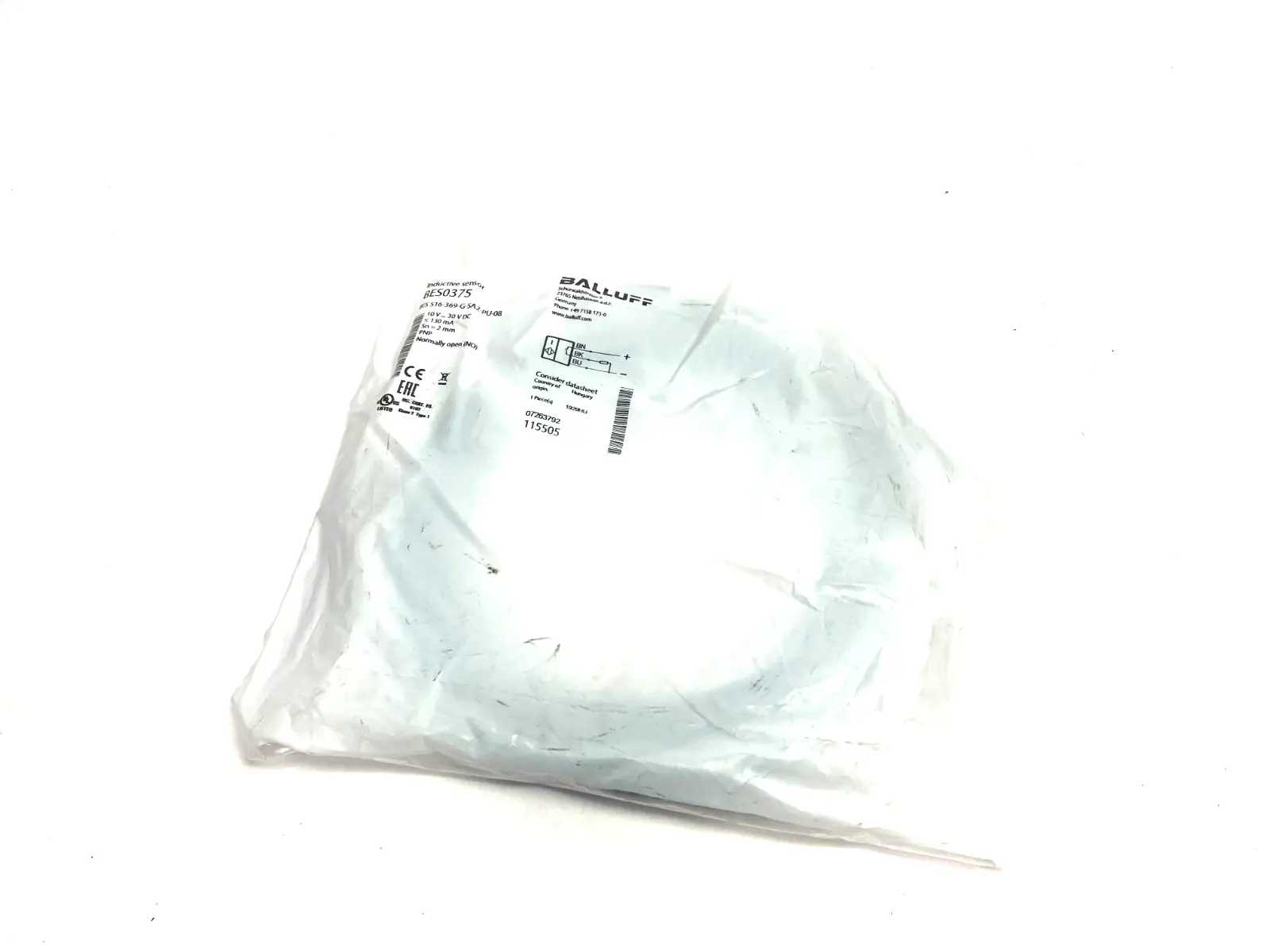 BES 516-369-G-SA2-PU-08, BES0375 | Balluff BES0375 Inductive Proximity Sensor BES 516-369-G-SA2-PU-08 - New