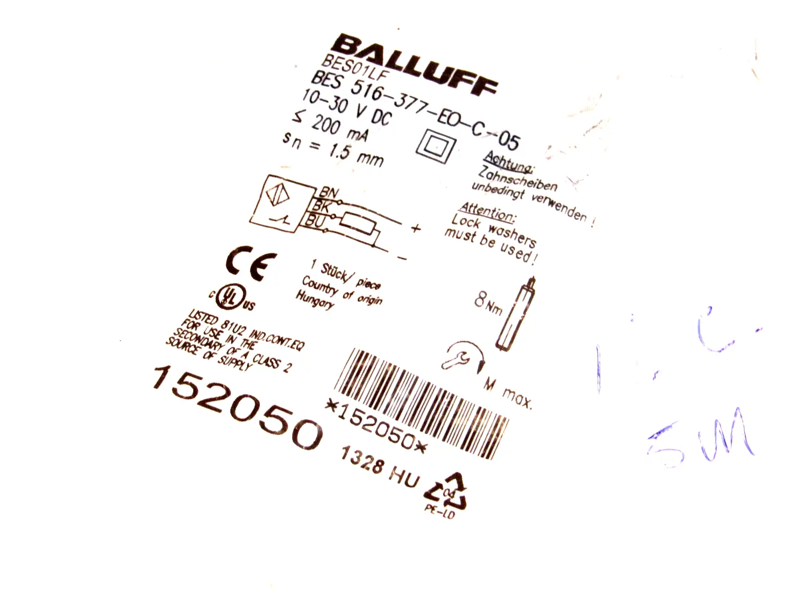 NEW BALLUFF BES01LF INDUCTIVE SENSOR BES 516-377-EO-C-05