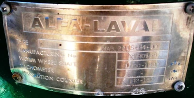 Alfa-Laval MAB 204S-24-60 oil purifier, SS.