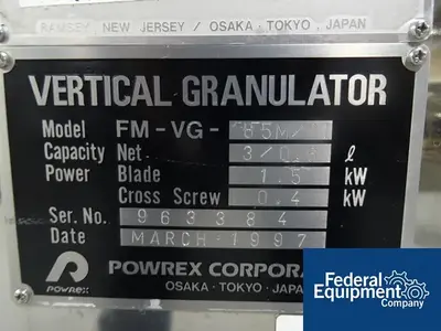 USED Powrex 5/1 Liter Powrex Granulating Mixer, S/S