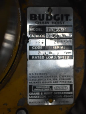 BUDGIT 113455-18 Hoists | Mohawk Machinery (3)