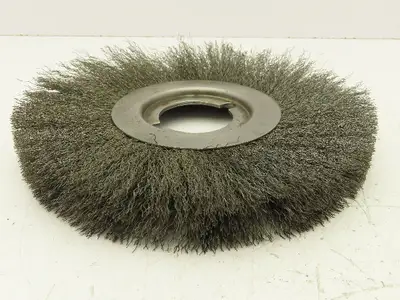 Gornell MSFS Face Crimp Wire Brush Wheel 9" OD 2" ID Bore Fine 0.005" 3600 RPM