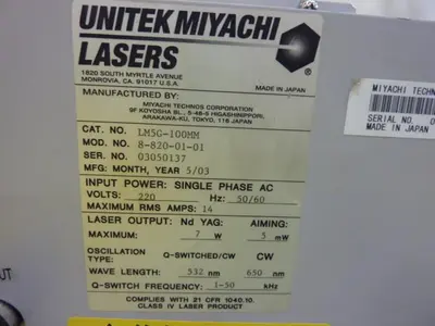 USED UNITEK MIYACHI 8-820-01-01
