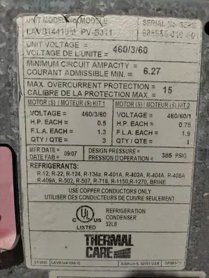 USED THERMAL CARE LAVB14410M PV-13311