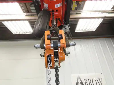 Vestil LOW-2P 1 Ton 2000Lb Chain Fall Hoist 9.8' Lift Push Trolley Low Headroom