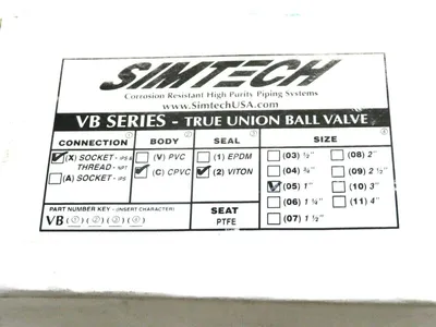 NEW SIMTECH VBXC205 VB SERIES TRUE UNION BALL VALVE