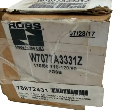 USED ROSS CONTROLS W7077A3331Z SOLENOID VALVE 110/120