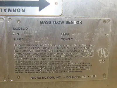 Micro Motion D S065S219 Mass Flow Sensor 1" ANSI Flange 2250psi -240 to 177° C