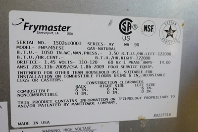 USED 2015 Frymaster FMP245ESE