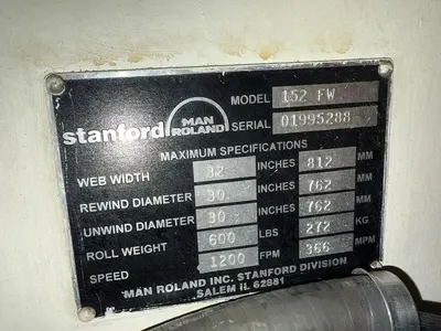32" WIDE STANFORD MAN ROLAND MODEL 152 FW DOCTOR REWINDER