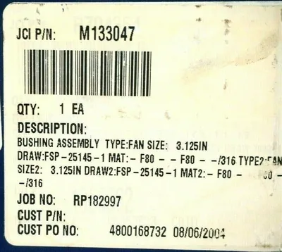 NEW JOHN CRANE M133047 BUSHING ASSEMBLY 4800168732 FAN SIZE 3.125IN