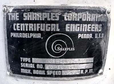 Sharples AS-16V Super centrifuge, 316SS.