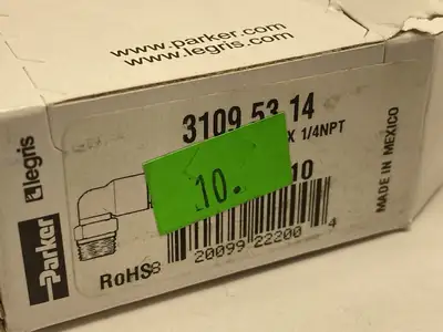 New | in-Stock Parker Hannifin 90-Degree Swivel Push-In Fittings 1/8" x 1/4" NPT BOX OF 10 Parts (Hydraulics and Pneumatics) Michigan US | Maverick Industrial Sales #1391778