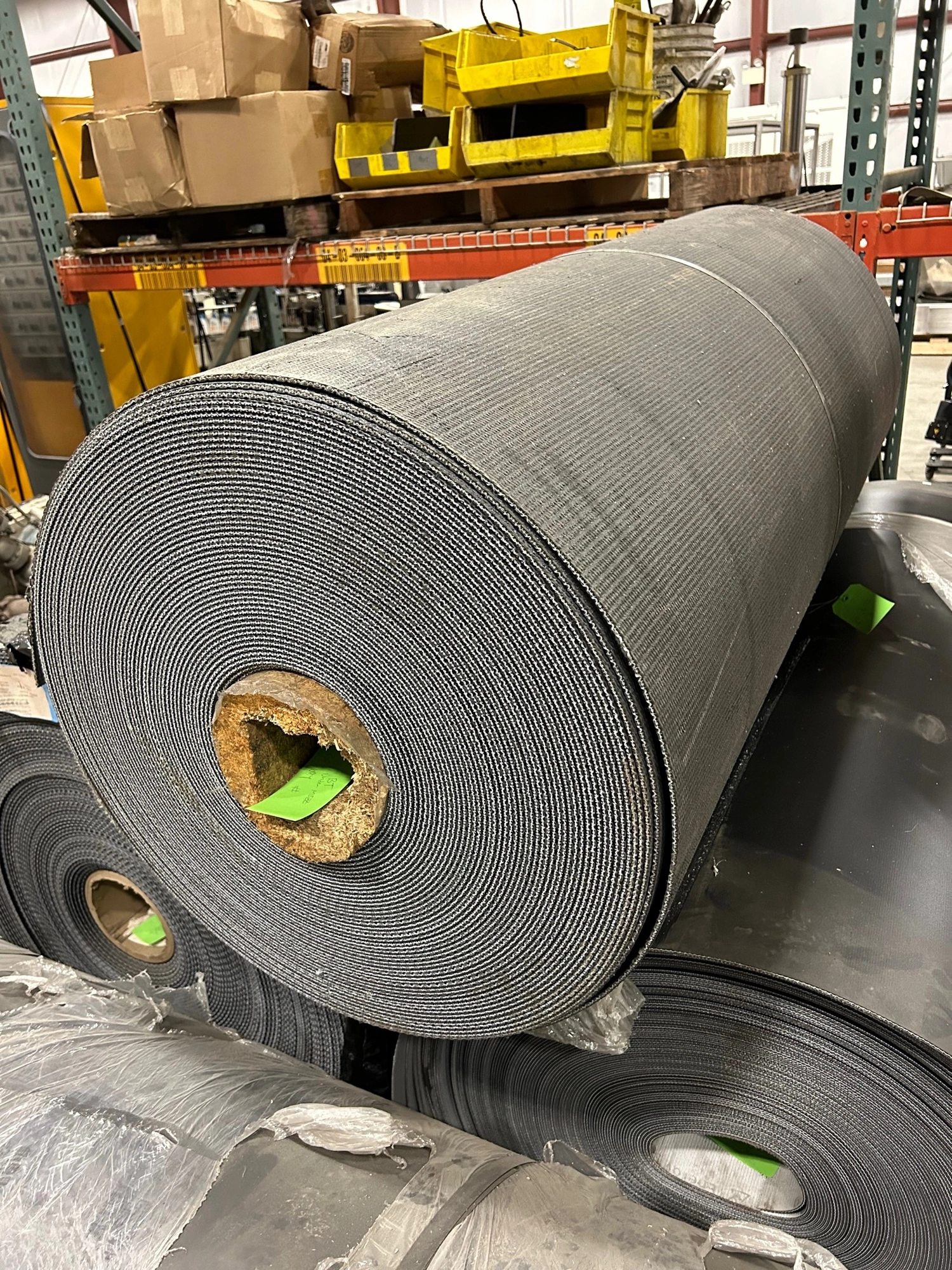 Rough Top PVC Fabric Conveyor Belting 59.5″ X approx 475′ ; 3mm Thick