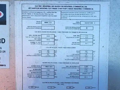 USED INDUSTRIAL COMMERCIAL EQUIPMENT ICE BMAE 115