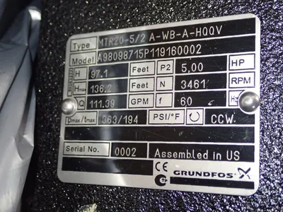 USED GRUNDFOS MTR205/2 AWBAHQQV