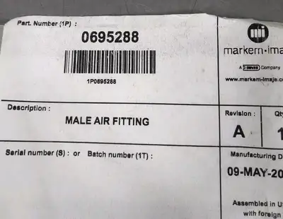 Markem Imaje IMAJE 0695288 Male Air Fitting Loc5E3/2