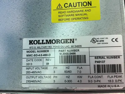 Used KOLLMORGEN MMCSD4.0460D Servo Drives Ohio US | HGR 24 #1330273
