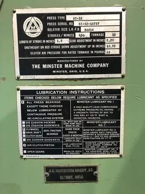 Minster 32 Ton Press