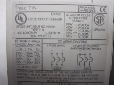 ABB TMAX T1N CIRCUIT BREAKER
