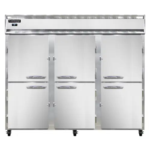 Continental 3RENHD 85 1/2" Three Section Reach In Refrigerator, (6) Left/right Hinge Solid Doors, Top Compressor, 115v