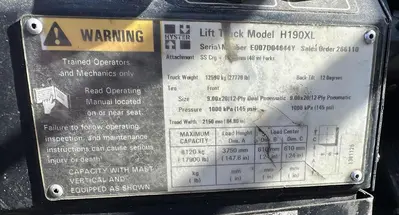 HYSTER H190XL, 19,000 LB. FORK-LIFT