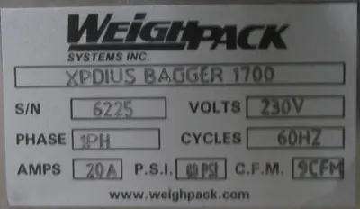 USED WEIGHPACK Xpdius Bagger 1700
