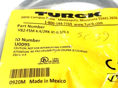 New | in-Stock TURCK U0095, VB2-FSM 4.4/2RK 4T-0.3/0.3 Pins | Maverick Industrial Sales #1112725