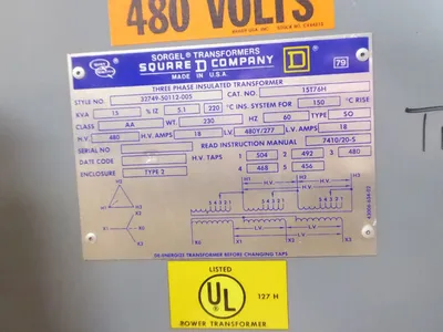 Square D 15 kVA Dry Type Transformer 480 PRI 480Y/277 SEC 15T76H TESTED