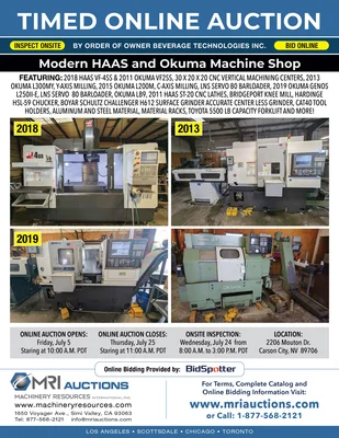 HAAS AND OKUMA AUCTION – By Order of Owner Beverage Technologies Inc.