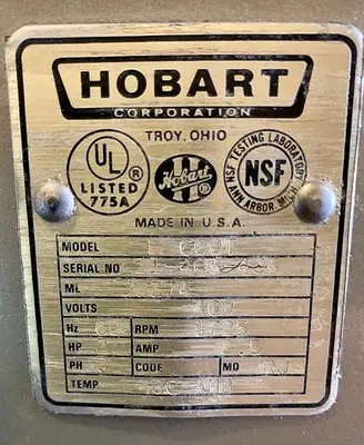 Used 2008 HOBART H-600T Planetary Mixers Ohio US | Palm Beach Restaurant Equipment, LLC #1421246