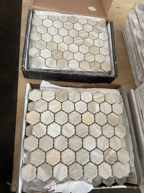 Cream Hexagon Mosaic Tile Sheets - 2 Boxes