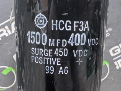 Hitachi HCG F3A Capacitor 1500 MFD 400 VDC Surge Positive 450 VDC Used