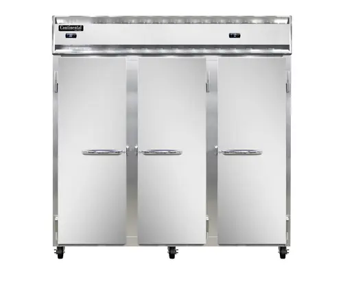Continental 3RFFNSS 78" Three Section Commercial Combo Refrigerator Freezer - Solid Doors, Dual Temp, 115v