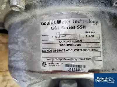 USED Goulds Pumps 1" x 2" Goulds Centrifugal Pump, S/S, 7.5 HP