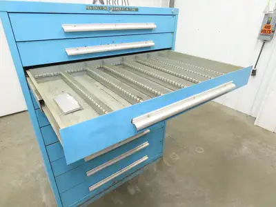 Nu-Era Modular Tool Storage Cabinet 10 Drawer 45x28x61" Blue Stanley Vidmar