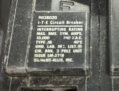 Used SIEMENS BQ3B020 Miscellaneous Equipment (Electrical & Power) Ohio US | Surplus Asset Holdings #1235980