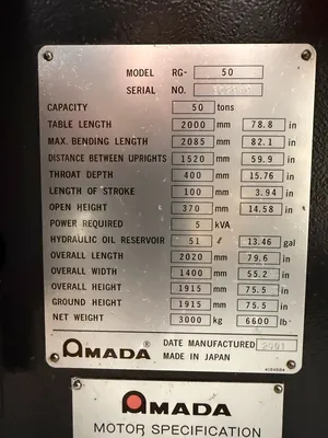 Used AMADA RG-50 Press Brakes Florida US | GMT #1328087