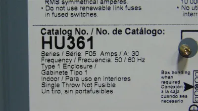 Square D HU361 Heavy Duty Non-Fusible Safety Switch 30 Amps 600VAC Used