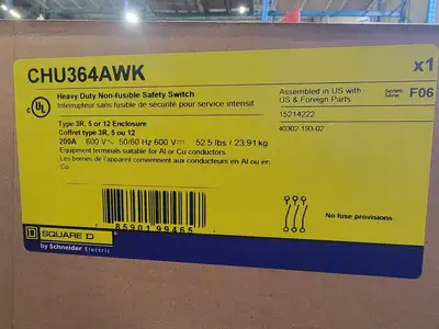 NEW SQUARE D CHU364AWK