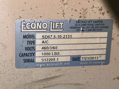 Used 2013 ECONO LIFT SD67.5102131 Material Handling (misc) Ohio US | HGR 24 #1495322