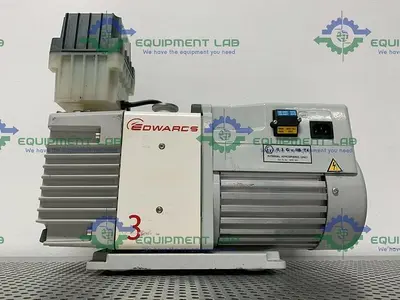 USED EDWARDS RV3 ROTARY VANE VACUUM PUMP 115V/230V W/ EDWARDS EMF20 OIL MIST FILTER