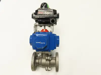 Flowserve 1-1/2" Stainless Ball Valve Compact II Pneumatic Actuator C30 SR-2C